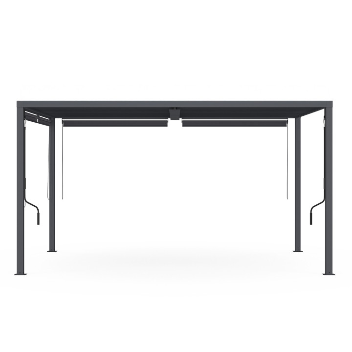 Pergola bioclimatique lames orientables 3x4M et stores gris anthracite | ID Market