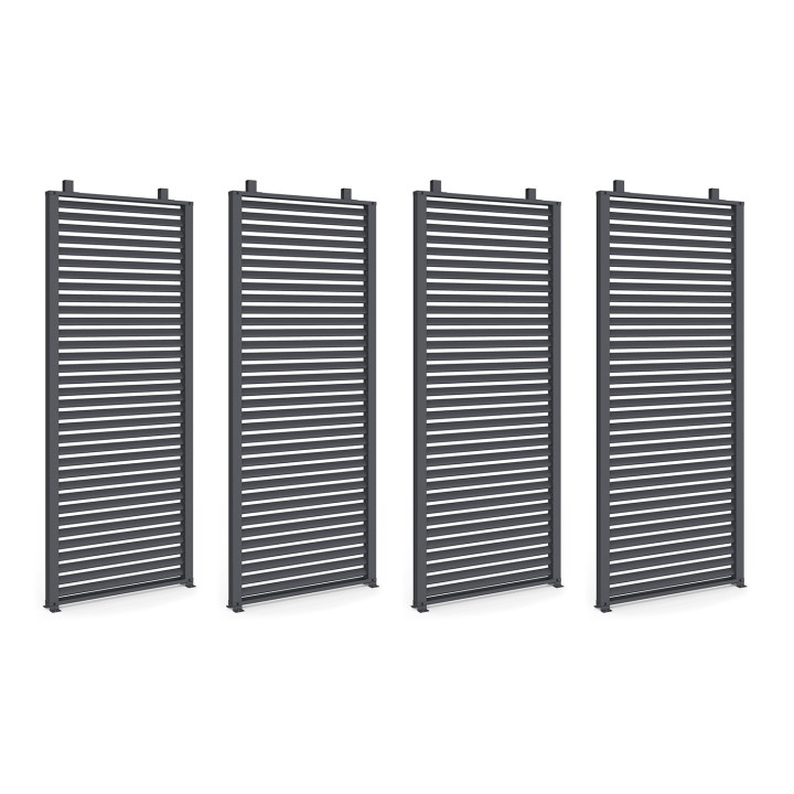Pergola persienne gris anthracite avec toit rétractable et 4 pans modulables 3x4M | ID Market Pergola persienne gris anthracite avec toit rétractable et 4 pans modulables 3x4M | ID Market
