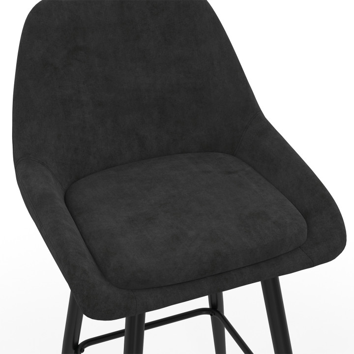 ¡Juego de 4 taburetes de bar de terciopelo negro con medio reposabrazos - THALYA | Zen Cart! IDMarket