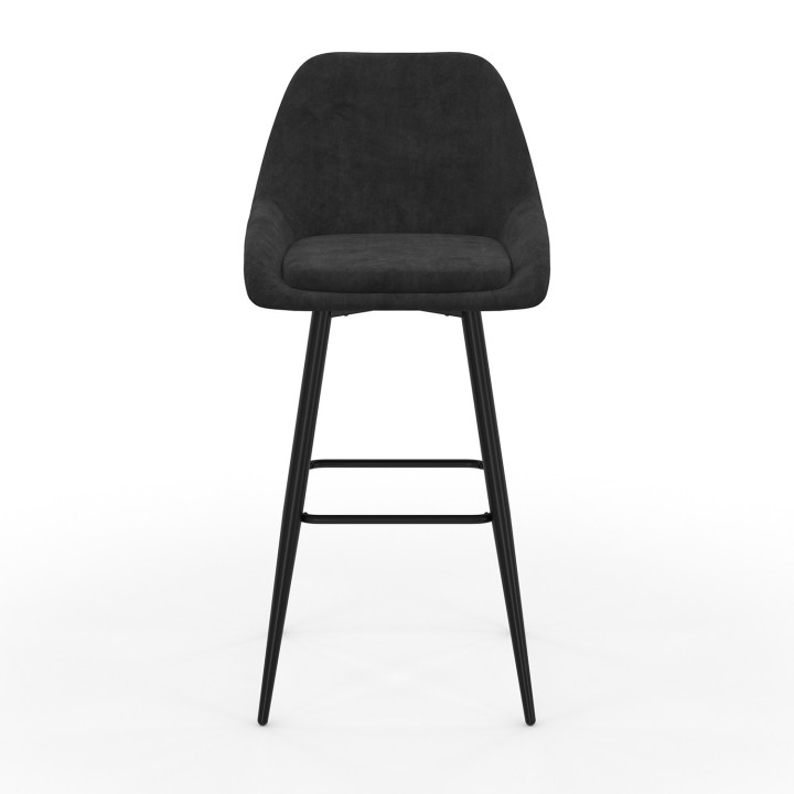 ¡Juego de 4 taburetes de bar de terciopelo negro con medio reposabrazos - THALYA | Zen Cart! IDMarket