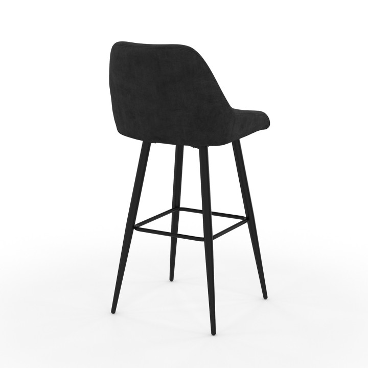 ¡Juego de 4 taburetes de bar de terciopelo negro con medio reposabrazos - THALYA | Zen Cart! IDMarket