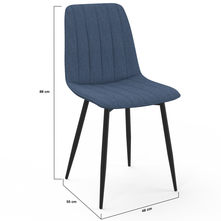 Set van 6 eetkamerstoelen van blauwe stof - MIRA | ID Market