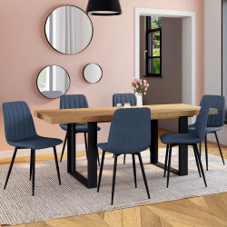 Juego de 6 sillas de comedor de tela azul - MIRA | ID Market