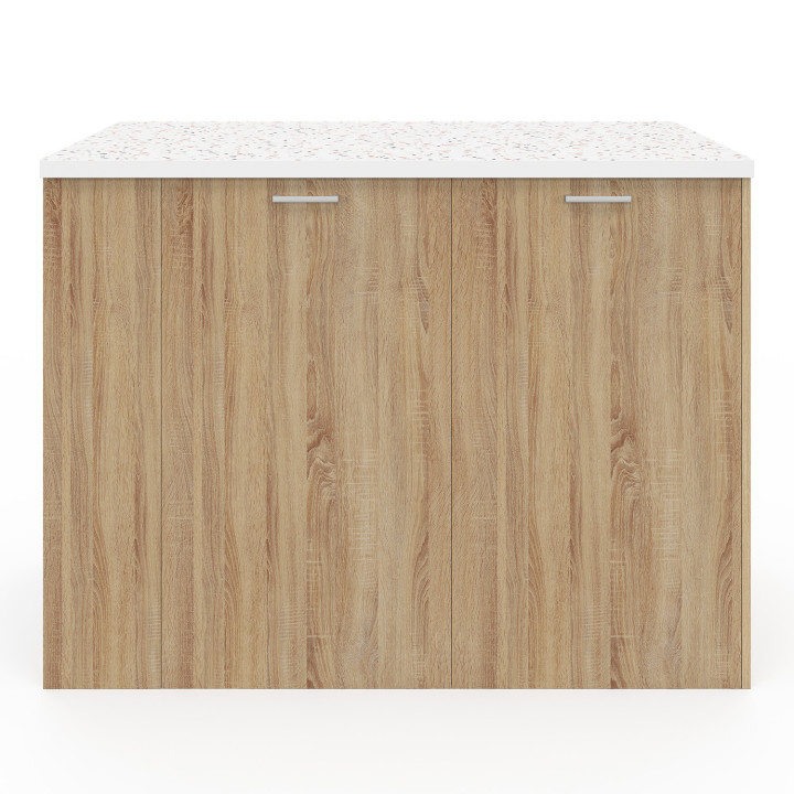 TIBO middeneiland 120 cm in beukenhout met terrazzowerkblad