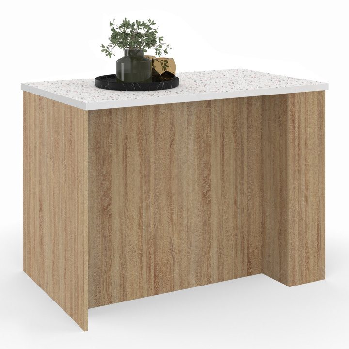 TIBO middeneiland 120 cm in beukenhout met terrazzowerkblad