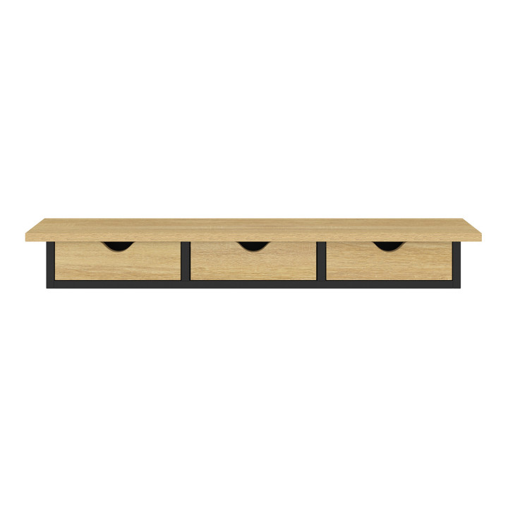 Wandconsole met hout- en zwart effect en 3 laden - LISE | ID Market