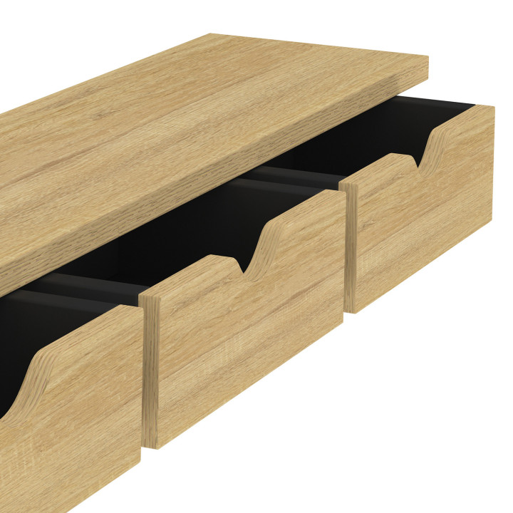 Consola de pared de 3 cajones efecto madera y negro - LISE | ID Market