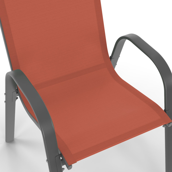 Stalen en terracotta tuinset met 150 cm tafel en 6 stapelstoelen - MADRID | ID Market