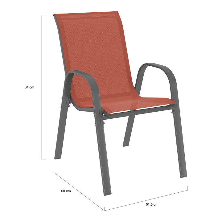 Stalen en terracotta tuinset met 150 cm tafel en 6 stapelstoelen - MADRID | ID Market