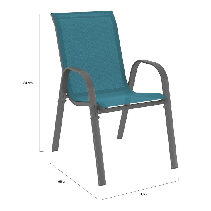 Tuinmeubelset 6 zits tafel 150cm stapelstoelen eend blauw - MADRID | ID Market
