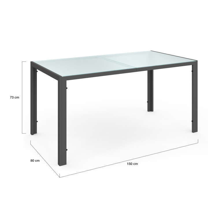 Tuinmeubelset 6 zits tafel 150cm antracietgrijs - MADRID | ID Market