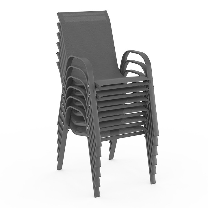 Tuinmeubelset 6 zits tafel 150cm antracietgrijs - MADRID | ID Market