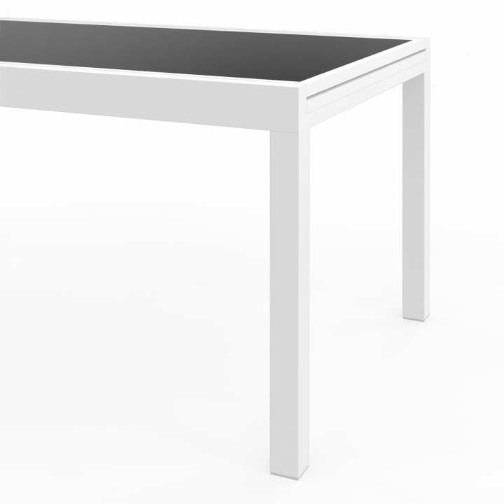 Tuinmeubelset met tafel van gehard glas en 12 grijze en witte stoelen - MADRID | ID Market