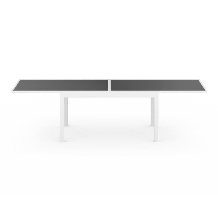 Tuinmeubelset met tafel van gehard glas en 12 grijze en witte stoelen - MADRID | ID Market