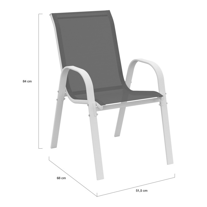 Tuinmeubelset met tafel van gehard glas en 12 grijze en witte stoelen - MADRID | ID Market