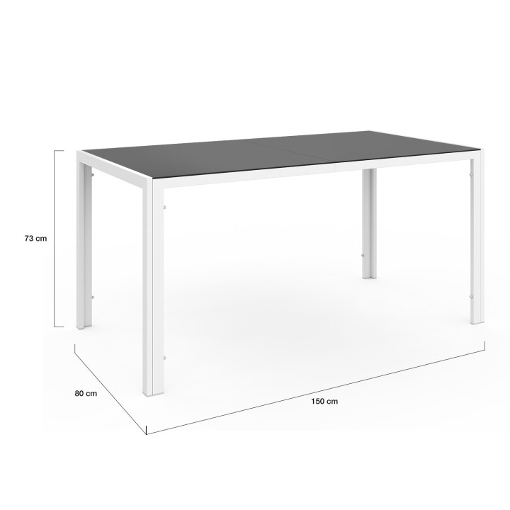 Tuinmeubelset met tafel van gehard glas en 6 grijze en witte stoelen - MADRID | ID Market
