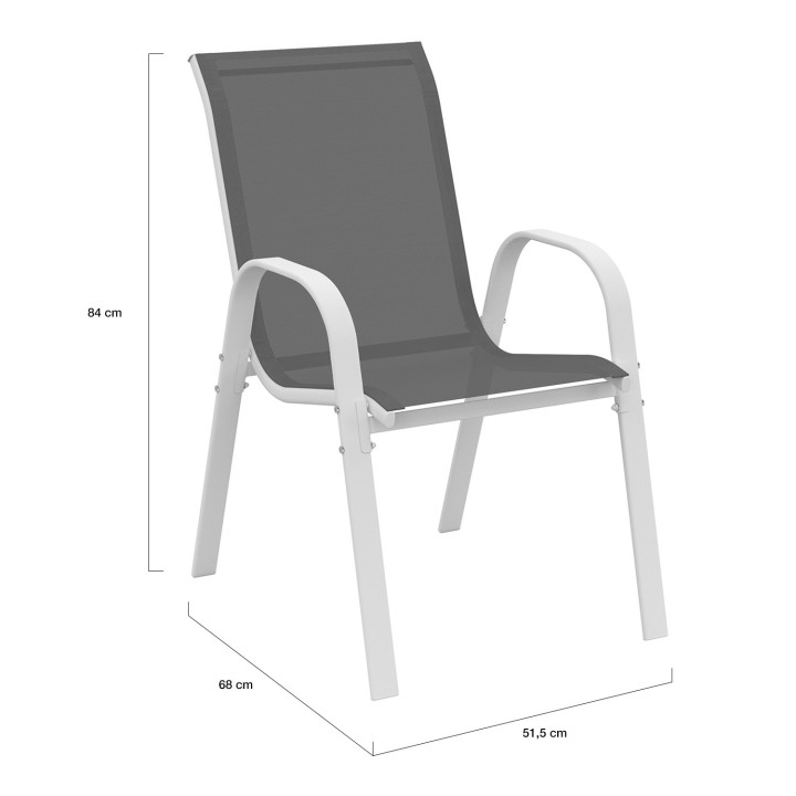 Tuinmeubelset met tafel van gehard glas en 6 grijze en witte stoelen - MADRID | ID Market