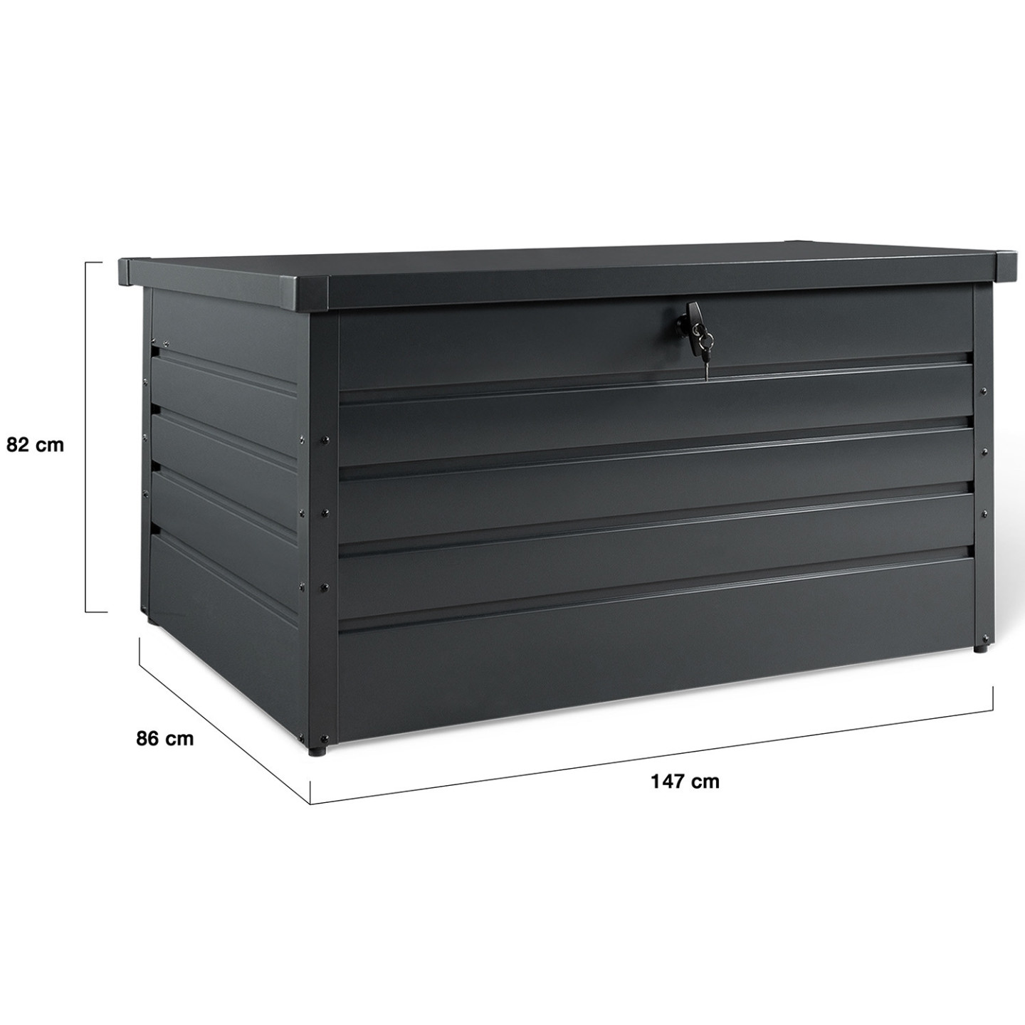 Coffre De Jardin Métal Verrouillable 350 L Gris Anthracite – Rangement Extérieur Étanché 120x62,5x63 Cm