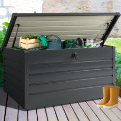 Antracietgrijze afsluitbare metalen opbergbox voor in de tuin 810L