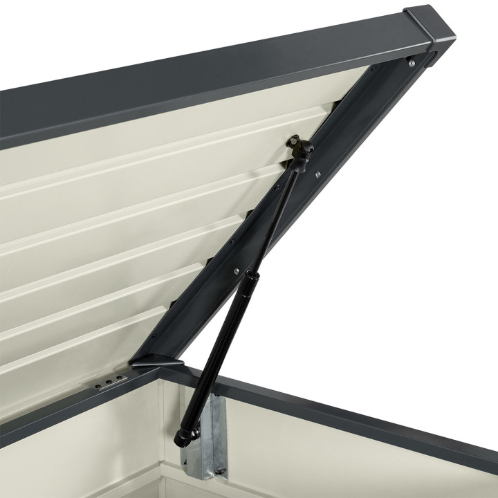 Coffre de rangement métal verrouillable gris anthracite pour jardin 810L