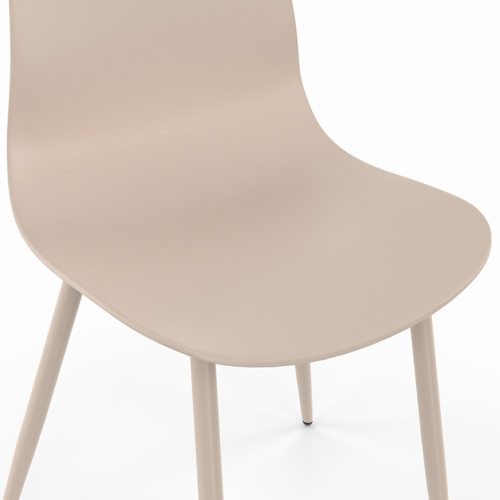 Polypropyleen stoelen mix kleur donkergrijs x2, terracotta x2, beige x2 metalen poten - KIARA | ID Market