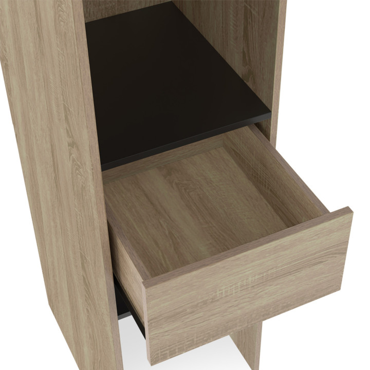 Dressing extensible avec rideau noir, double penderie et miroir - MADISON | ID Market