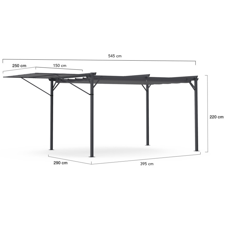 Pergola avec auvent et toit réglable 3x4M gris anthracite | ID Market Pergola avec auvent et toit réglable 3x4M gris anthracite | ID Market