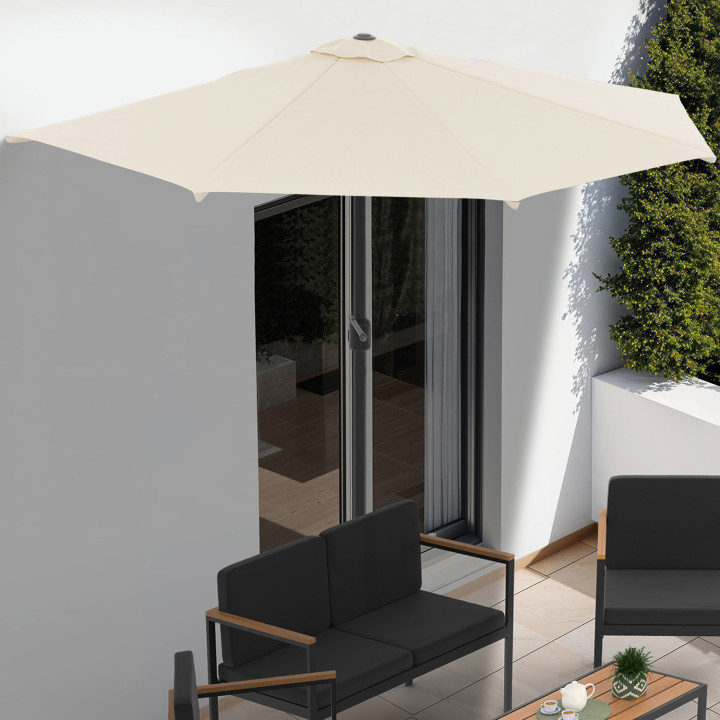 Demi parasol de balcon CORTE écru 2,7x1,35 m avec housse Demi parasol de balcon CORTE écru 2,7x1,35 m avec housse