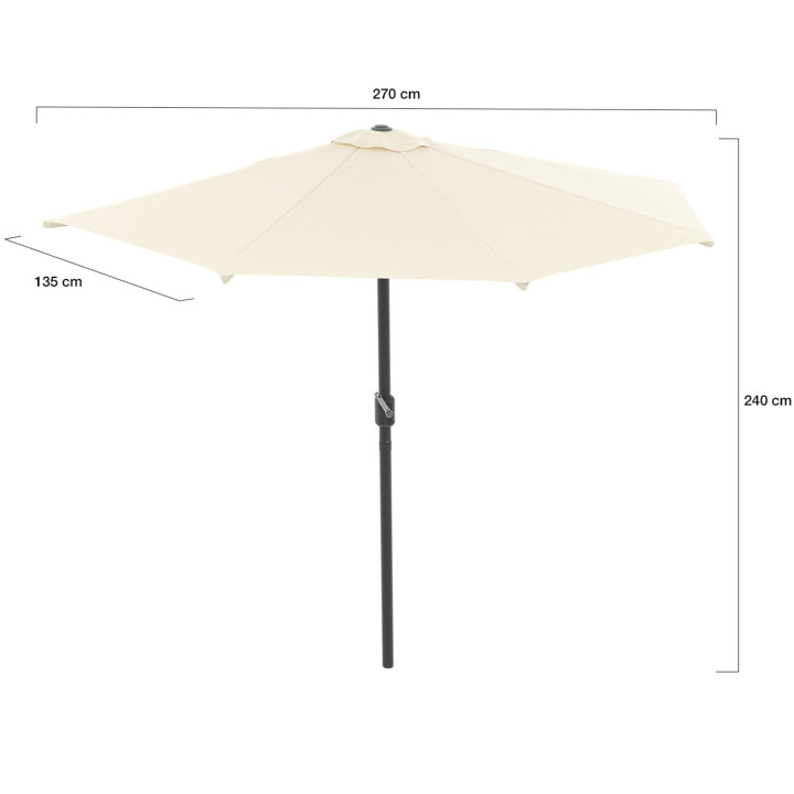 Demi parasol de balcon CORTE écru 2,7x1,35 m avec housse Demi parasol de balcon CORTE écru 2,7x1,35 m avec housse