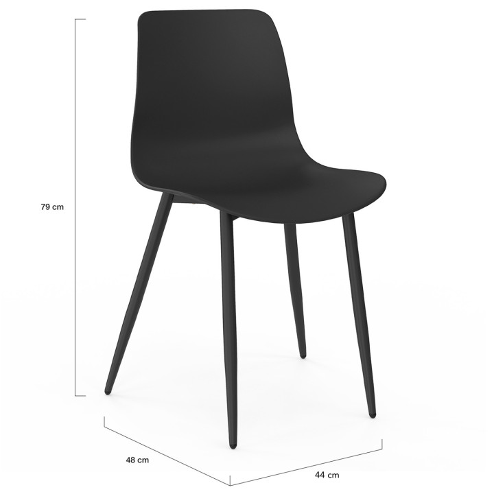 Zwarte stoelen van polypropyleen met metalen poten - KIARA | ID Market