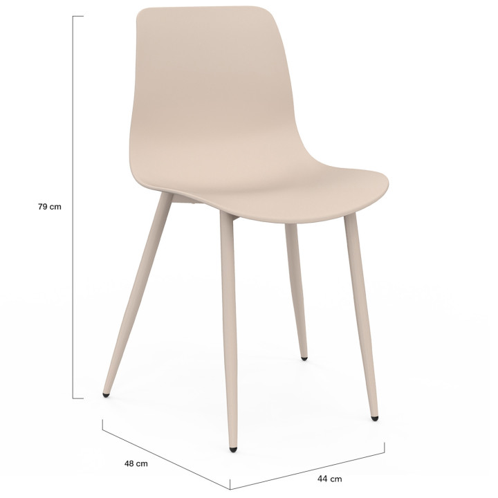 Beige stoelen van polypropyleen met metalen poten - KIARA | ID Market