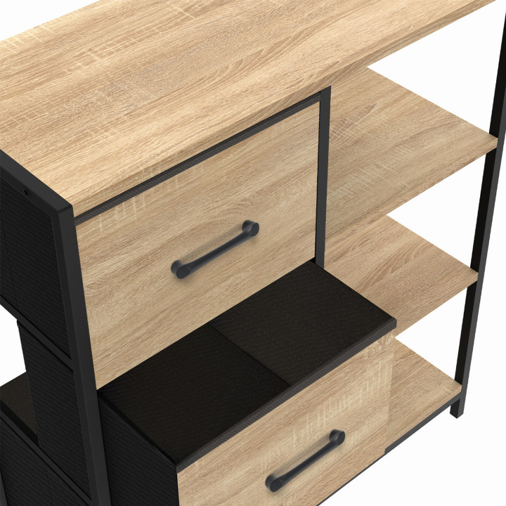 Buffet d'appoint 3 tiroirs et étagères 70 cm UTAH design industriel Buffet d'appoint 3 tiroirs et étagères 70 cm UTAH design industriel