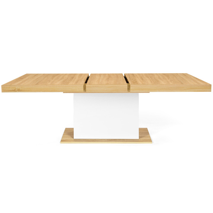 Mesa de comedor rectangular extensible blanca y madera para 12 - EDEN |ID Market