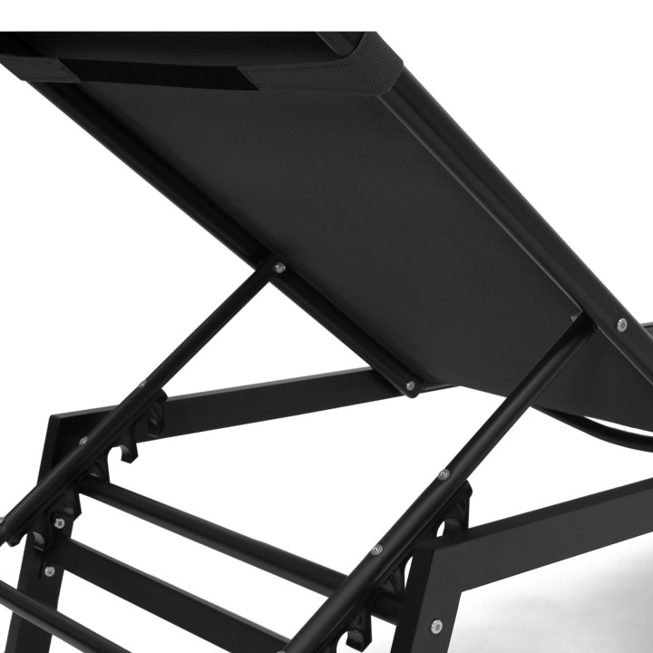 Set van 2 verstelbare tuinstoelen met aluminium kussen en zwarte hoes - SINTRA | ID Market