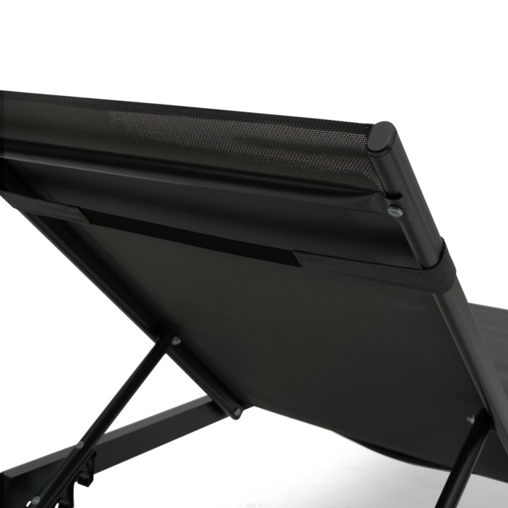 Set van 2 verstelbare tuinstoelen met aluminium kussen en zwarte hoes - SINTRA | ID Market