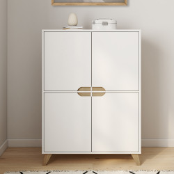 16734 - Mueble de almacenaje escandinavo blanco con 4 puertas Mueble de almacenaje blanco escandinavo con 4 puertas - HELSINKI | ID Market