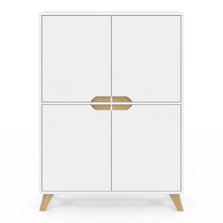 Meuble de rangement scandinave blanc avec 4 portes - HELSINKI | ID Market