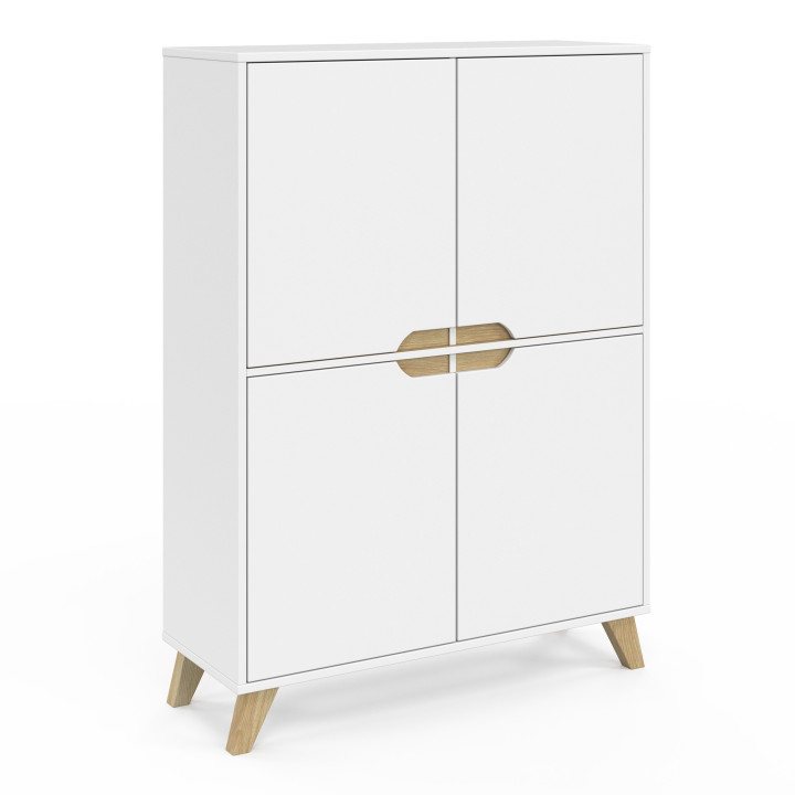 Meuble de rangement scandinave blanc avec 4 portes - HELSINKI | ID Market