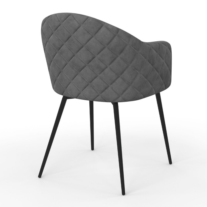 Donkergrijze fluwelen tafelfauteuils - set van 2 - MOLY | ID Market