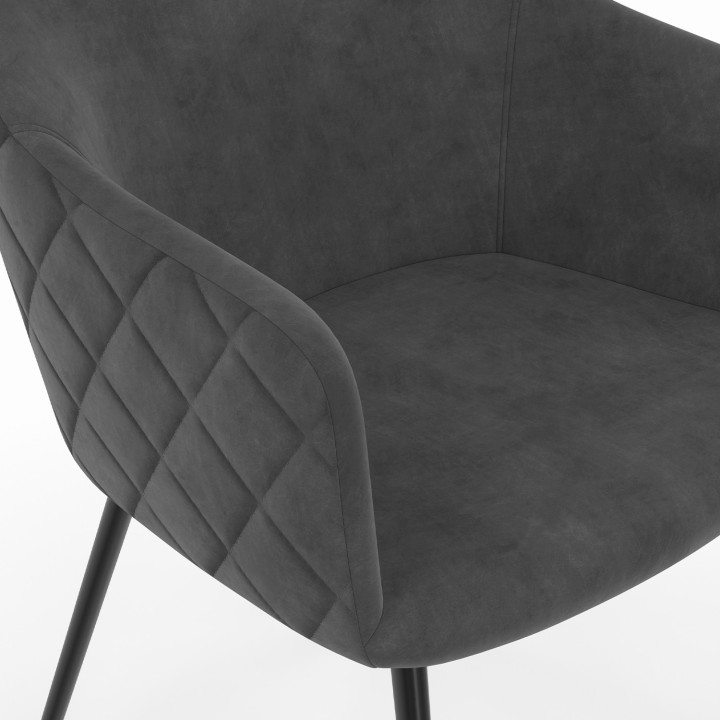 Tischsessel aus dunkelgrauem Samt - 2er-Set - MOLY | ID Market