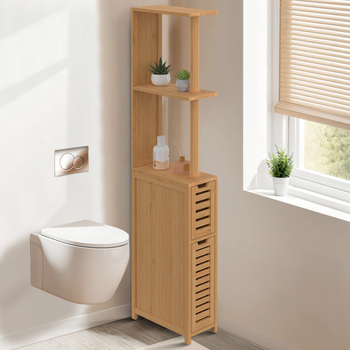 Meuble WC bambou avec 2 portes et étagères - BEA | ID Market Meuble WC bambou avec 2 portes et étagères - BEA | ID Market