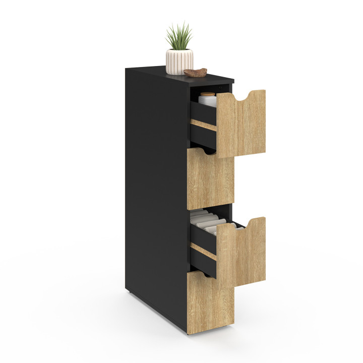 Torre de almacenamiento negra con 4 cajones - WILO | ID Market