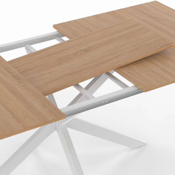 Rechthoekige houten en witte uitschuifbare eettafel - ALIX | ID Market