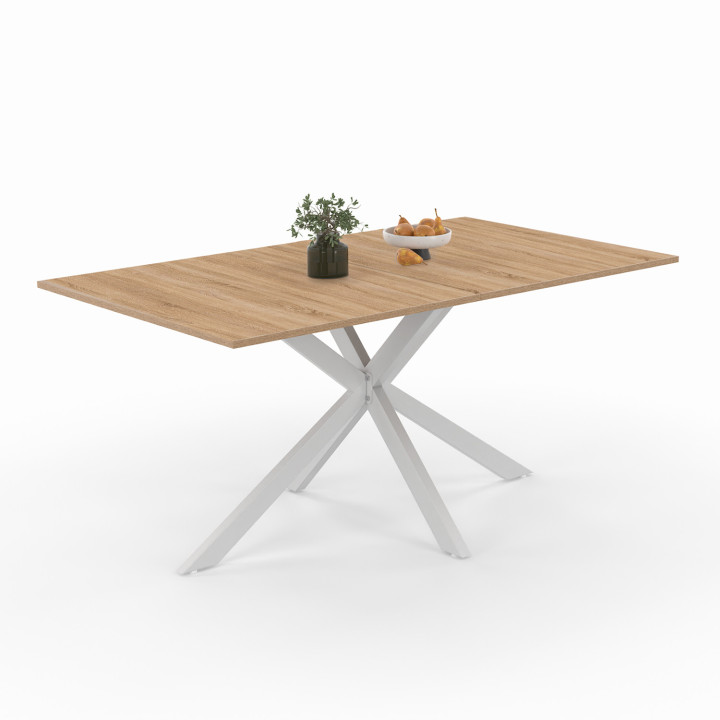 Table à manger pied central 8 personnes bois et blanc - ALIX | ID Market