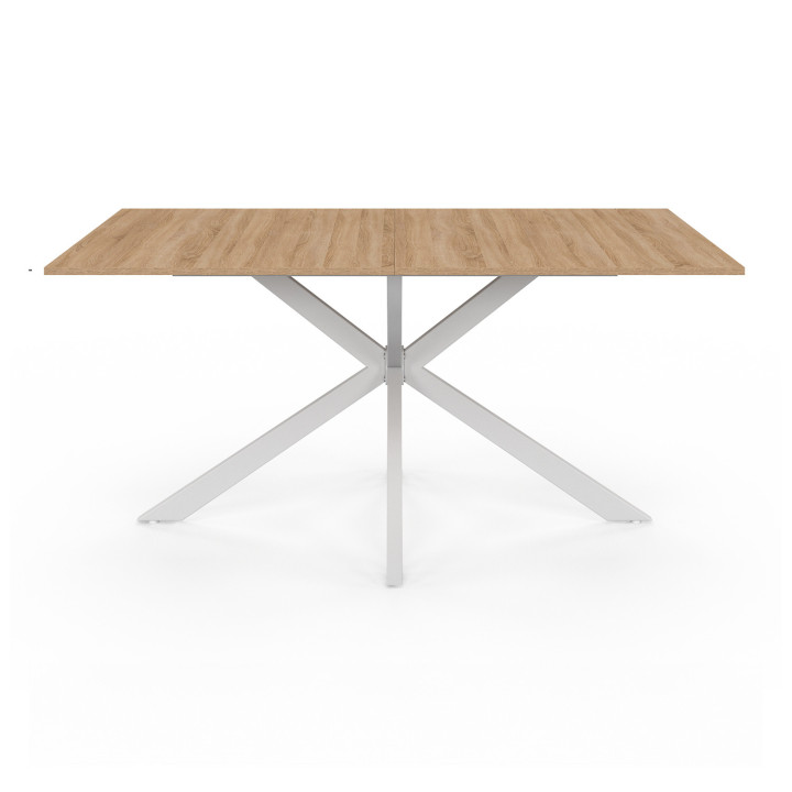 Table à manger pied central 8 personnes bois et blanc - ALIX | ID Market