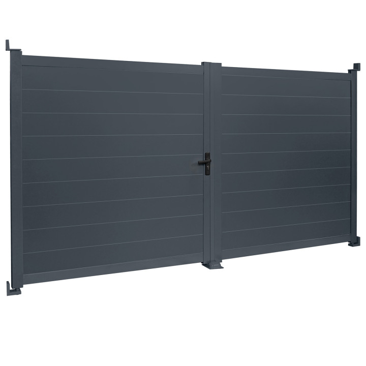 302 x 160 cm antracietgrijs aluminium draaipoort | ID Market