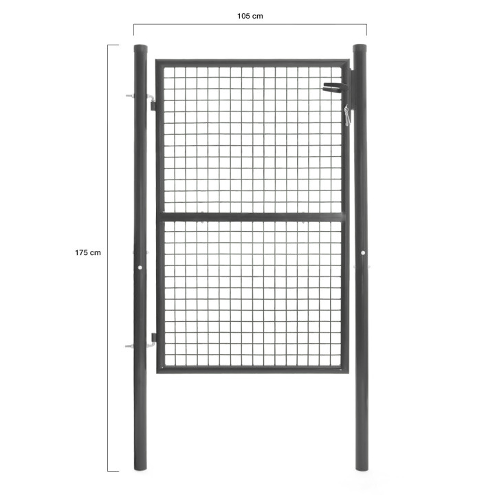 Puerta de jardín de acero gris marengo 105x125 cm con cerradura y asa | ID Market