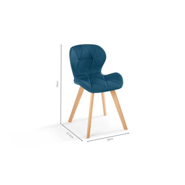 Eendblauwe stoffen eetkamerstoelen - Set van 4 - ROBINE | ID Market