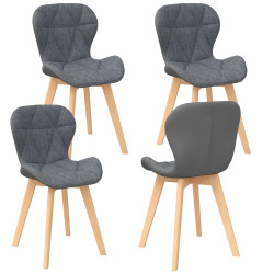 16755 - 4 chaises en tissu et PU grises Lot de 4 chaises ROXANE bi-matière en tissu et PU grises pour salle à manger