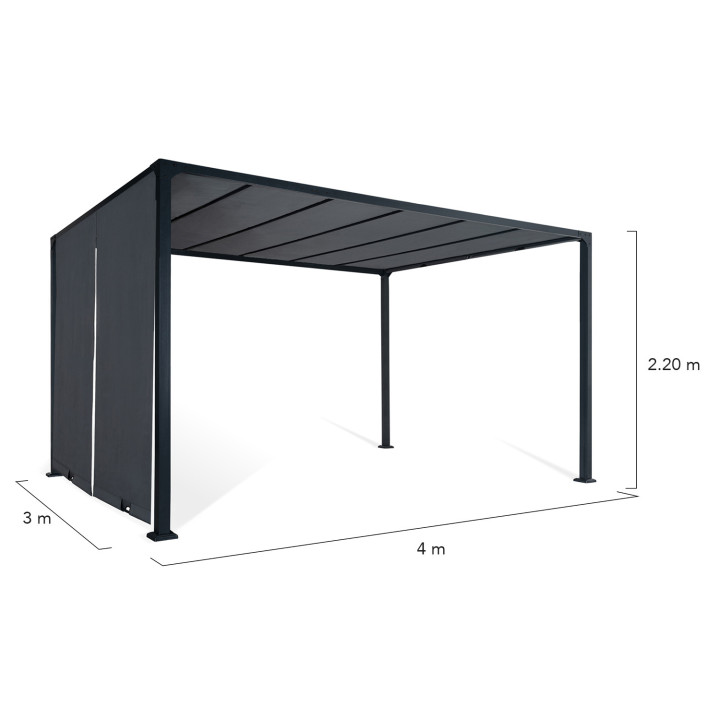 Goedkope pergola met grijze schuifafdekking 3x4m | ID Market